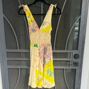 Free People Colorful fully lined Sleeveless Dress with Floral Patterns